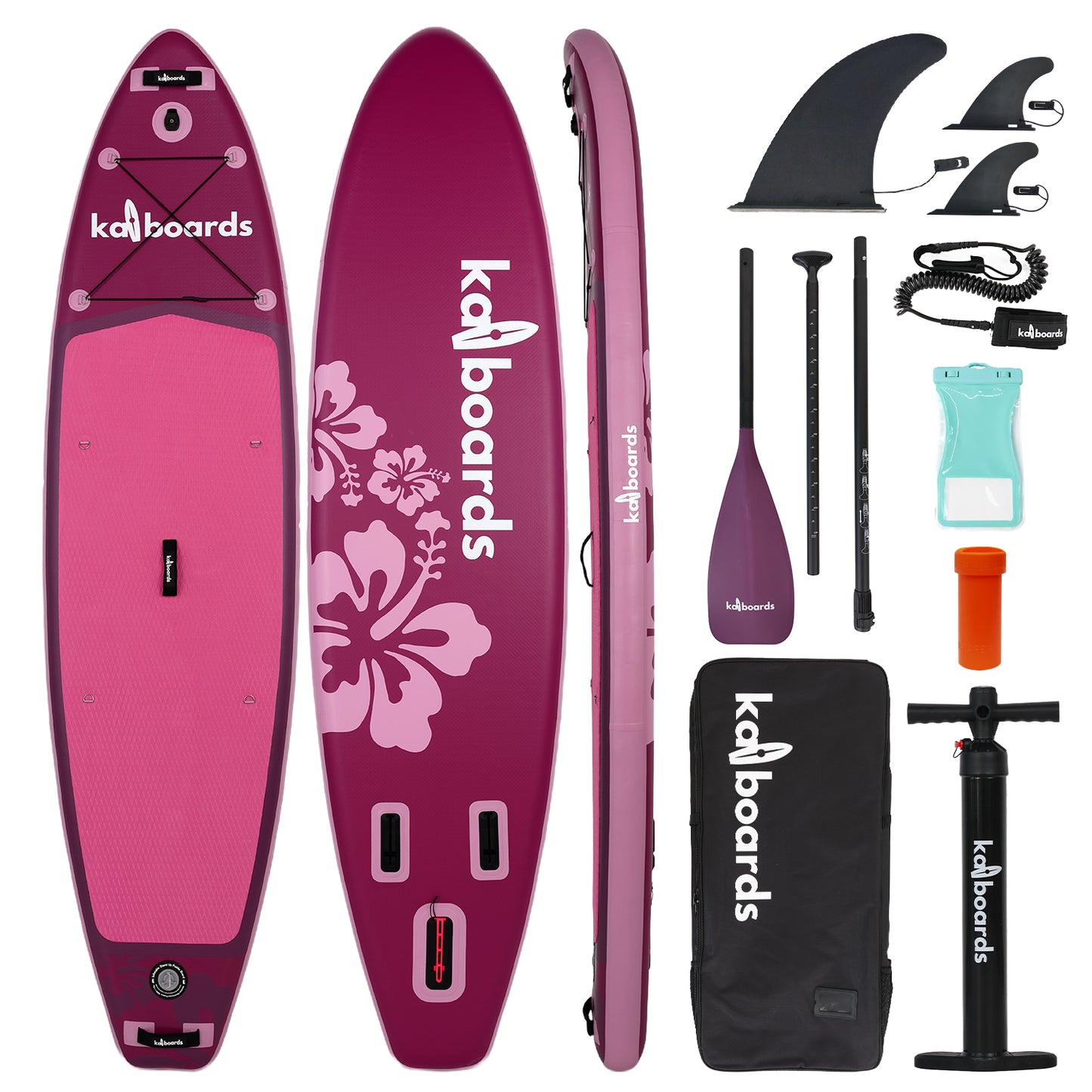 The Hibiscus 10'6 Pembe Şişme Sup Paddle Board Kürek Sörfü Seti